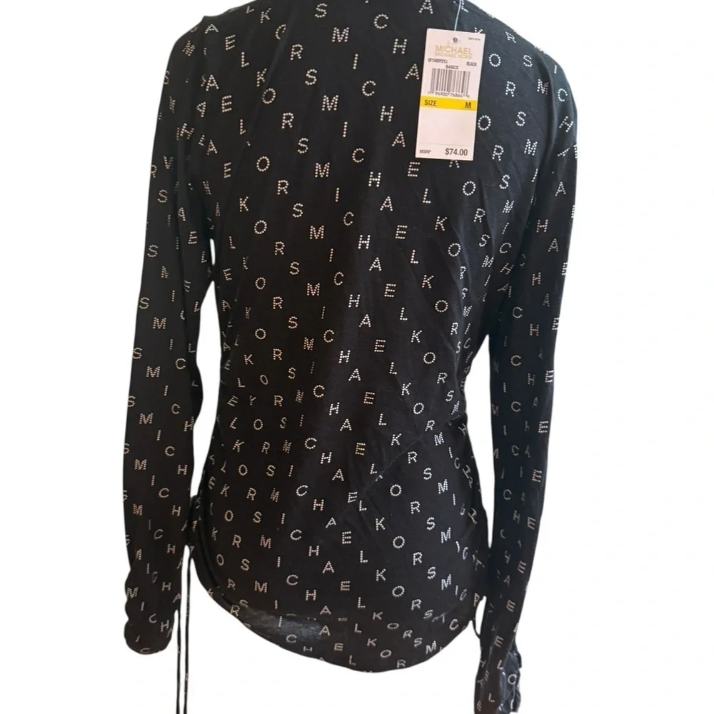 Michael Kors Black Ruched Long Sleeve Blouse
